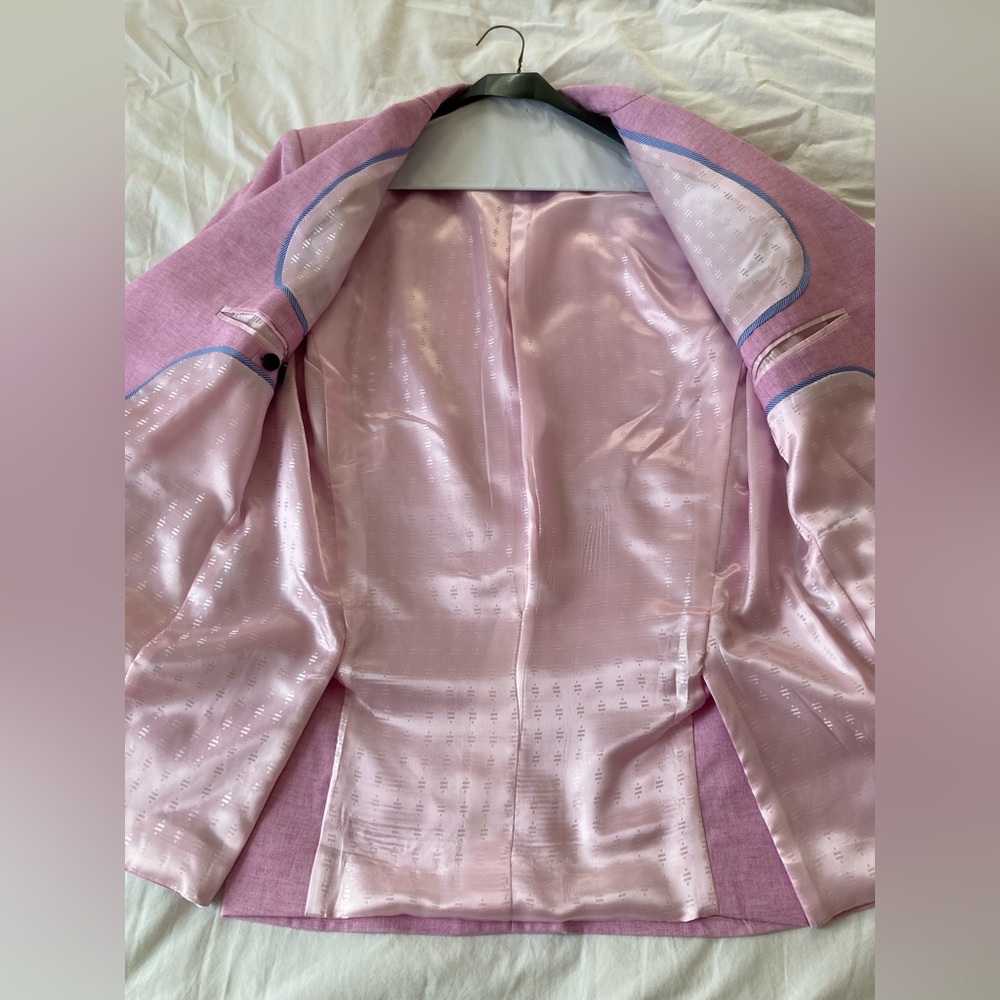 Men Linen Suit, 2 Piece - Pink - Picture 3 of 14